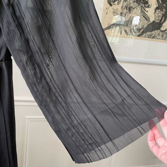 H&M Black Peasant Style Wide Straight Leg Jumpsuit Strappy Back 4 - Picture 4 of 9